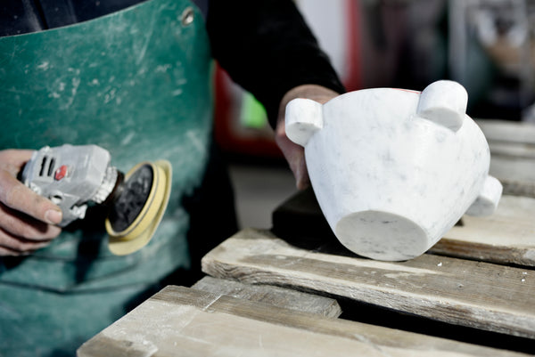 Carrara marble mortar